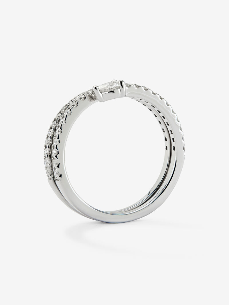 18K white gold ring with 0.55 ct pear-cut and brilliant-cut diamonds image number 4