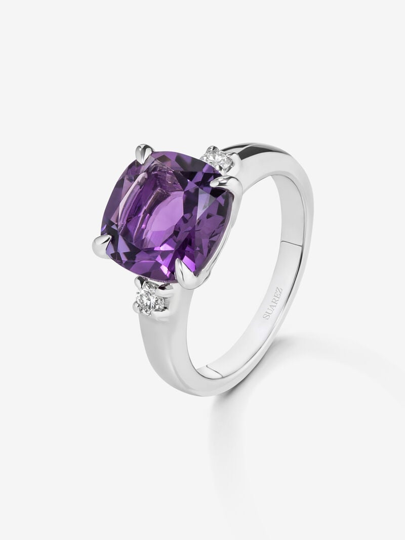 928 Silver Trilogy Ring with Amethyst and Diamonds image number 0