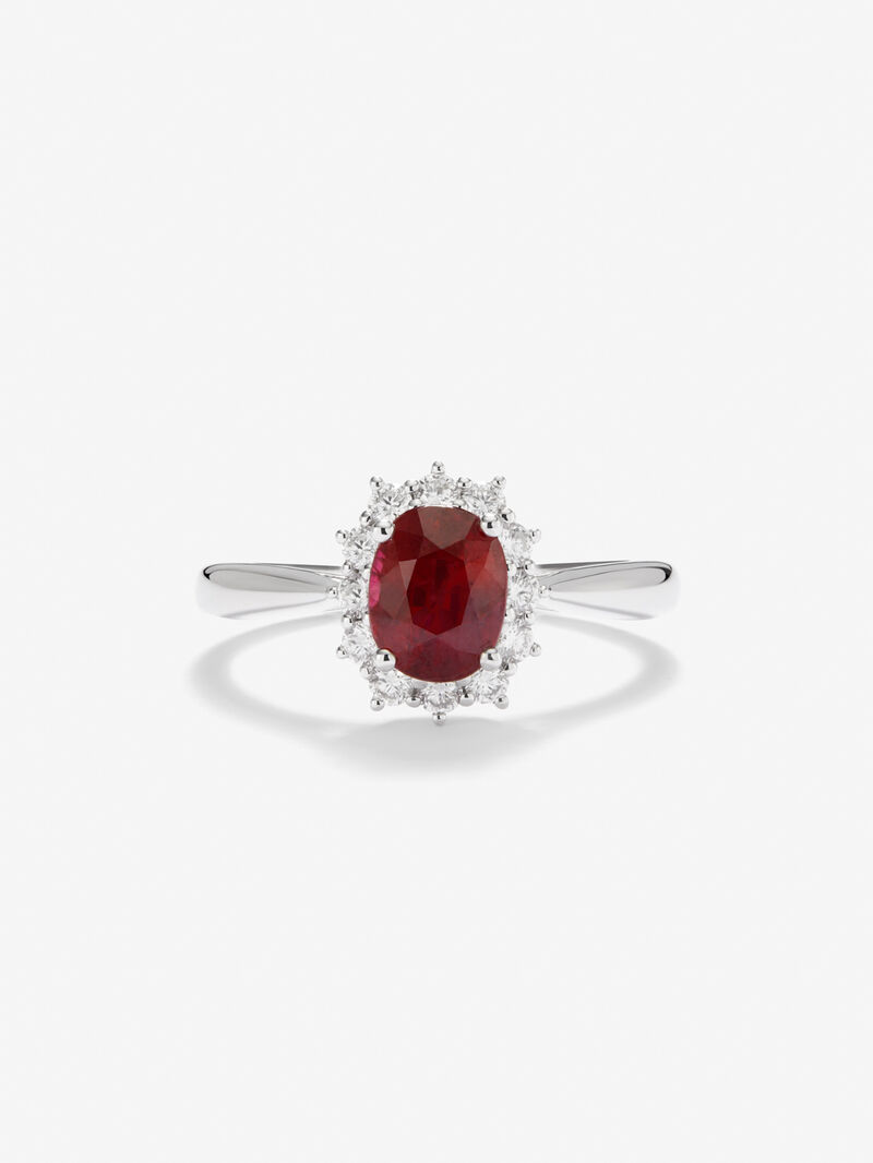 18K White Gold Ring with Red Ruby in 0.68 cts and white diamonds in a brilliant 0.18 cts image number 2