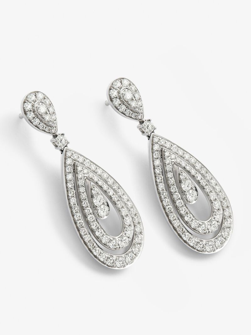 18K white gold earrings with white 2.5 cts bright diamonds image number 1