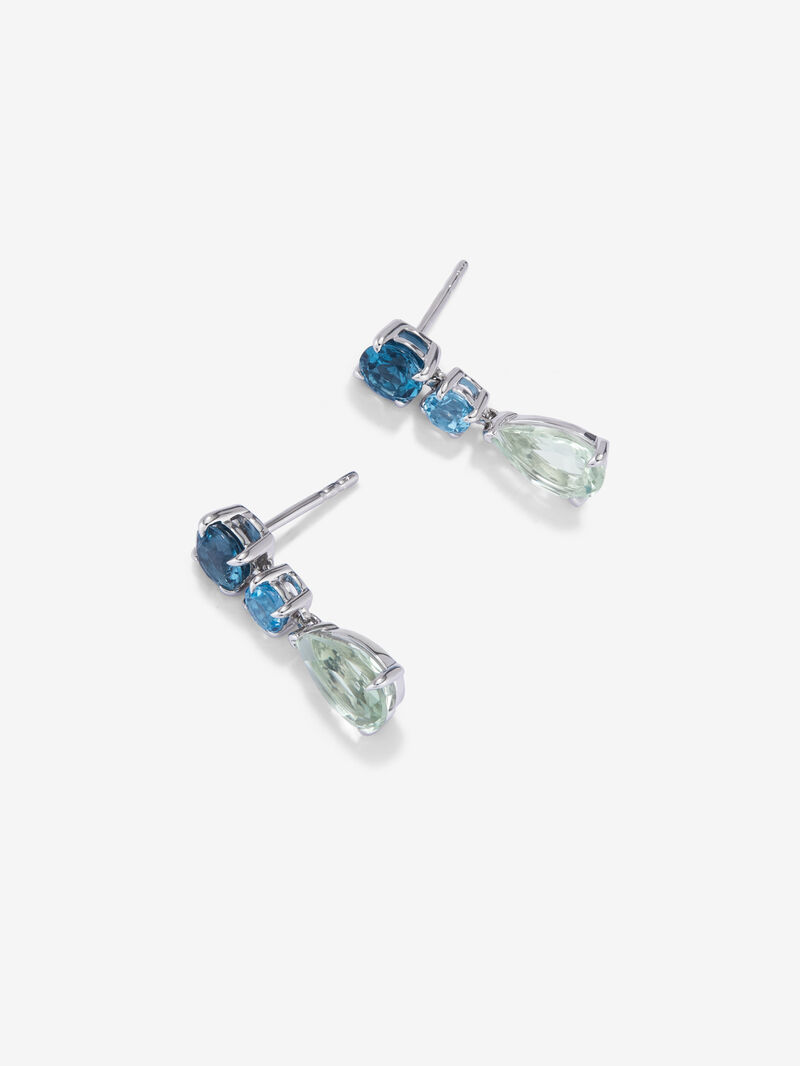 Long 925 silver earrings with topaz and green amethyst image number 2