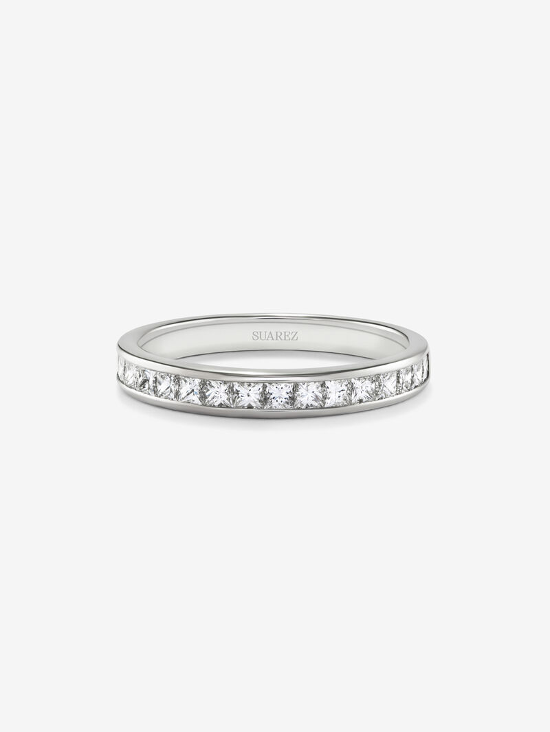 Half ring in 18K white gold with 20 princess-cut diamonds with a total of 0.62 cts image number 1