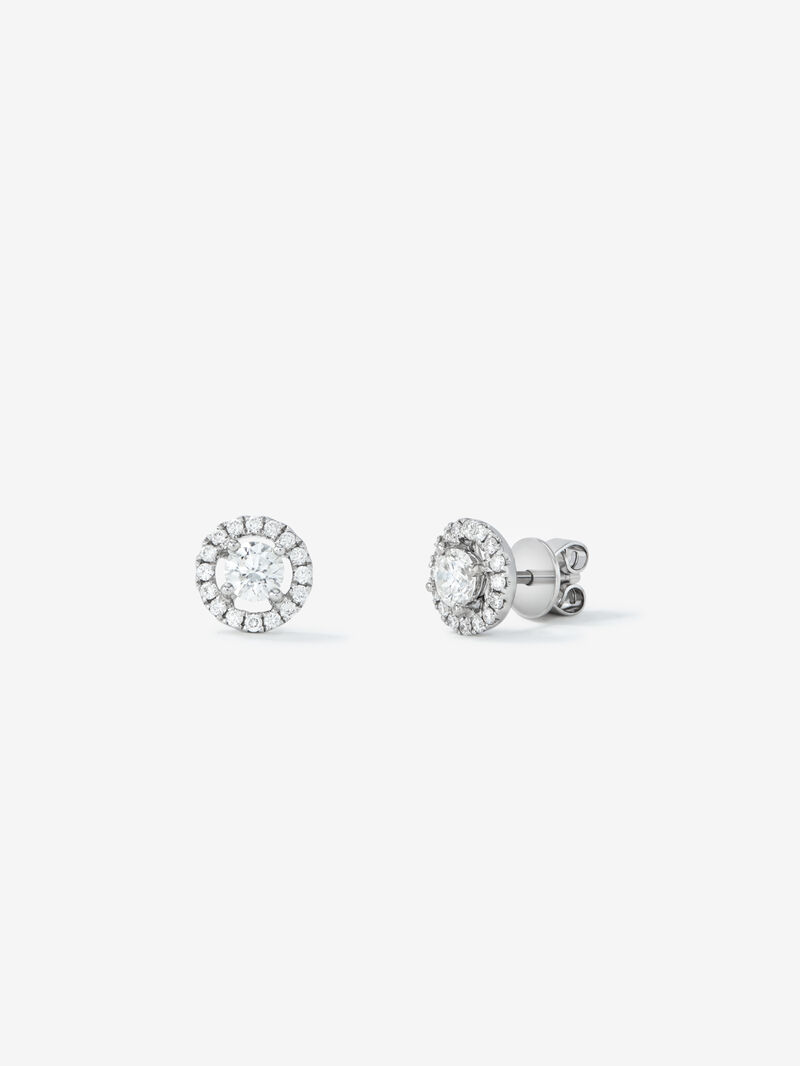 18K White Gold Earrings with solitary diamond and diamond urla image number 0
