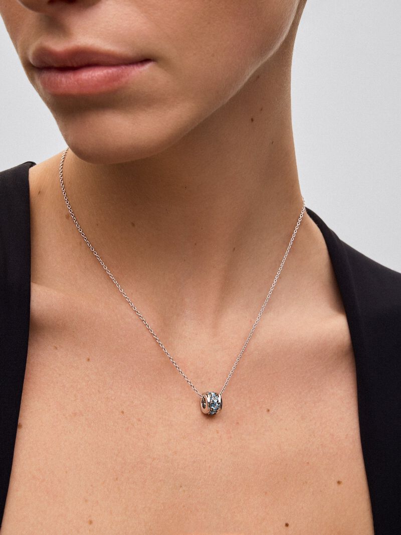 925 silver pendant with brilliant-cut Swiss blue topaz pave image number 3