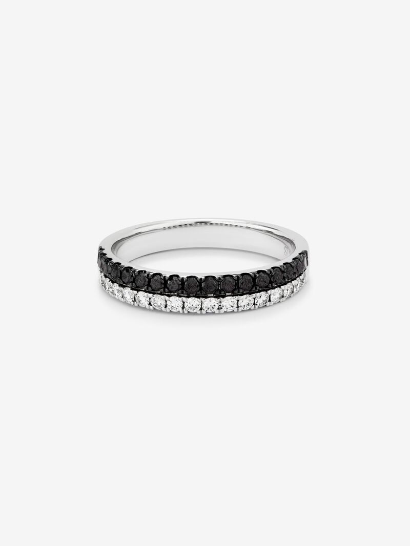 18K white gold ring with 17 brilliant-cut diamonds with a total of 0.24 cts and 17 brilliant-cut black diamonds with a total of 0.27 cts image number 2