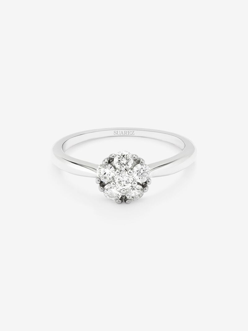 18K white gold ring with a border of 6 brilliant-cut diamonds with a total of 0.4 cts image number 1