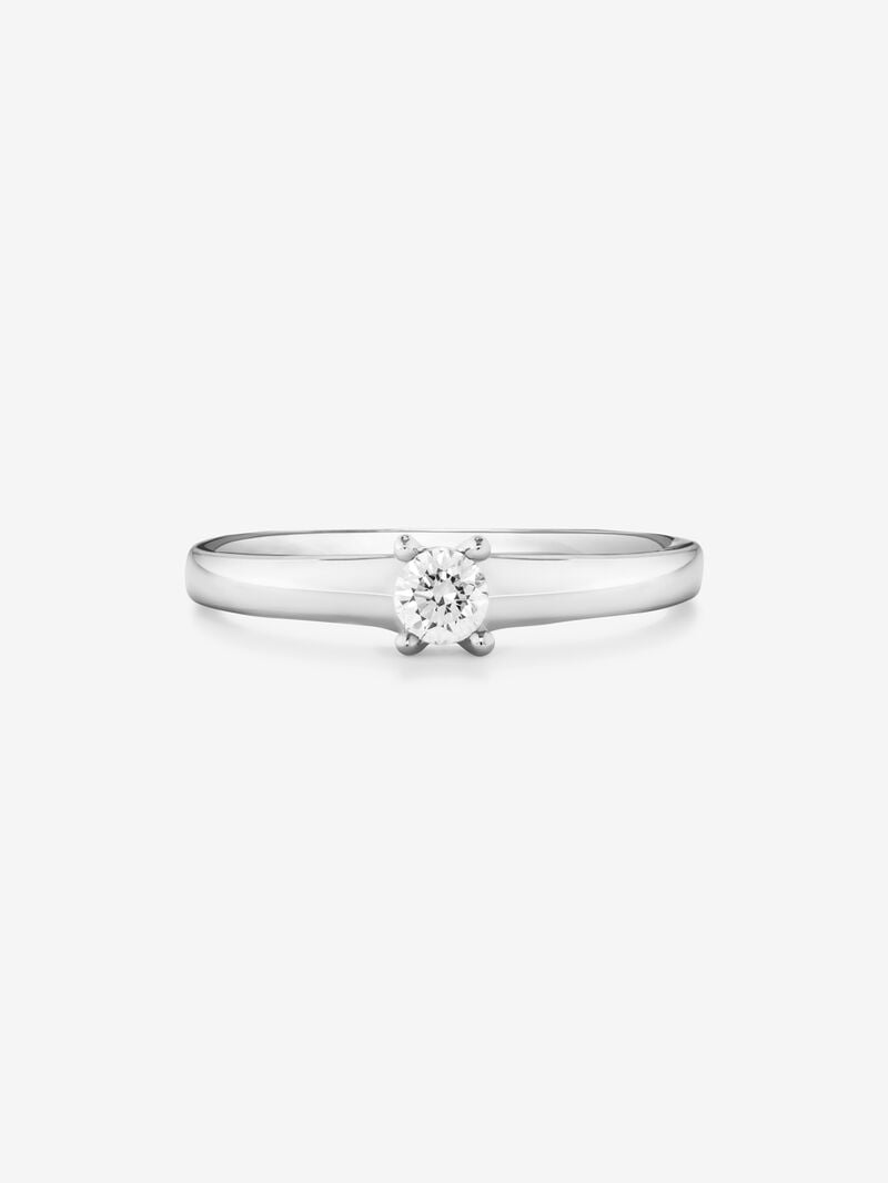 18K white gold solitaire ring with 0.15 ct brilliant cut diamond image number 2