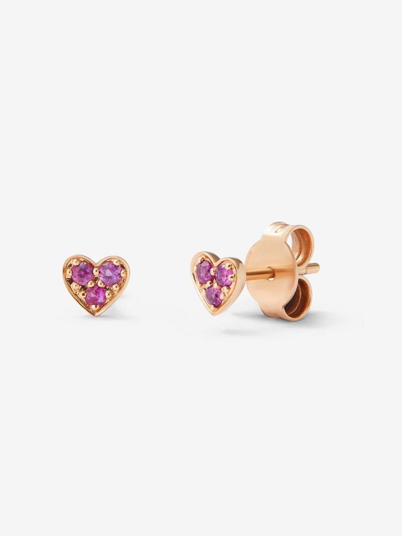 18K rose gold earrings with paved brilliant-cut pink sapphires with a total of 0.17 cts image number 0