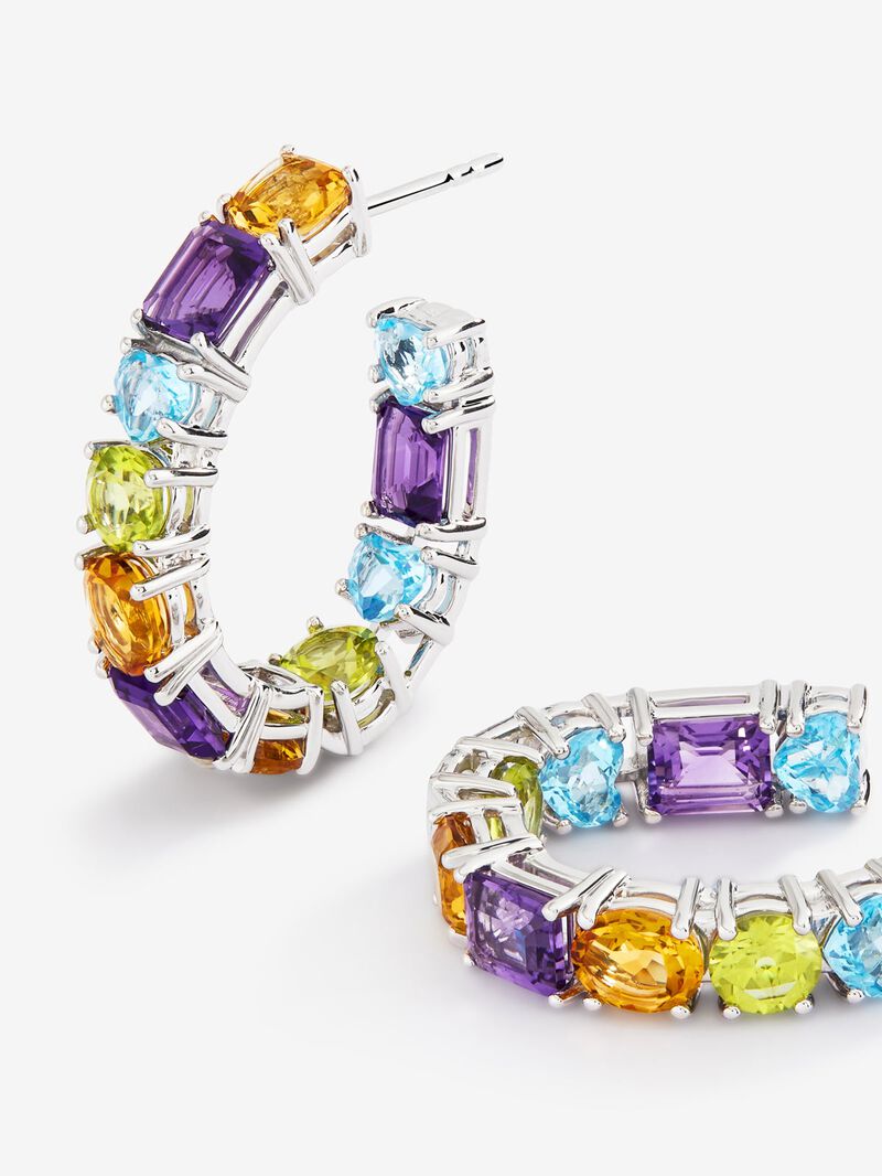 925 silver ring earrings with multicolored gems image number 2
