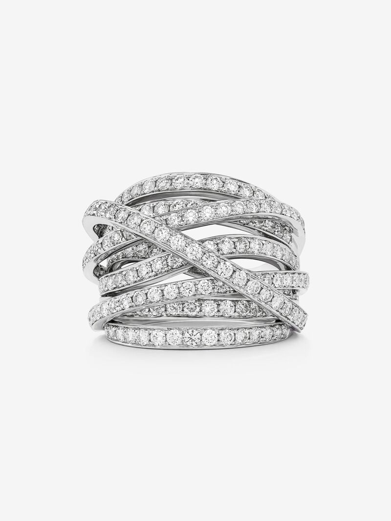 18K white gold multi-arm ring with 185 brilliant-cut diamonds with a total of 2.67 cts image number 2