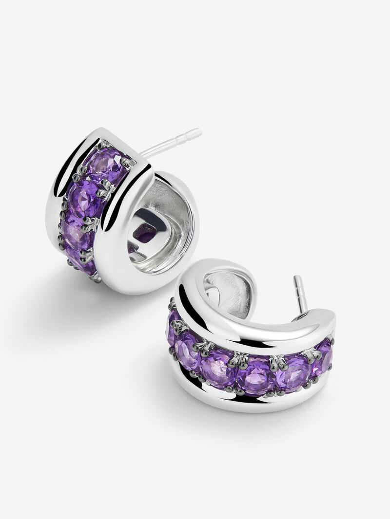 925 silver earrings with brilliant-cut amethyst pave image number 2