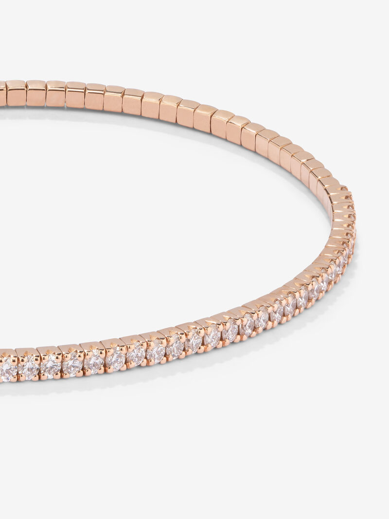 Thin semi-rigid 18K rose gold bracelet with diamonds image number 2