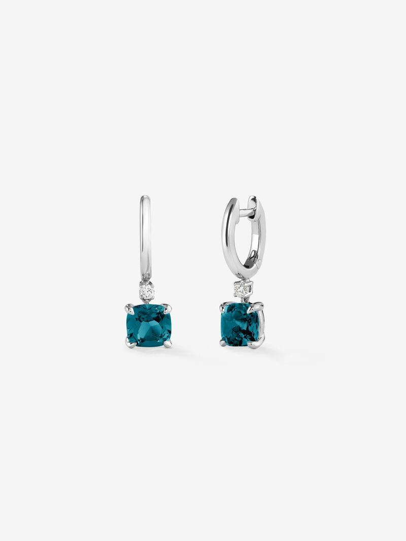 925 Silver hoop earrings with hanging topaz image number 0