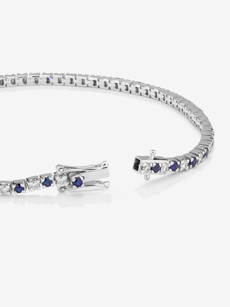 18K white gold riviere bracelet with diamond and sapphire image number 4