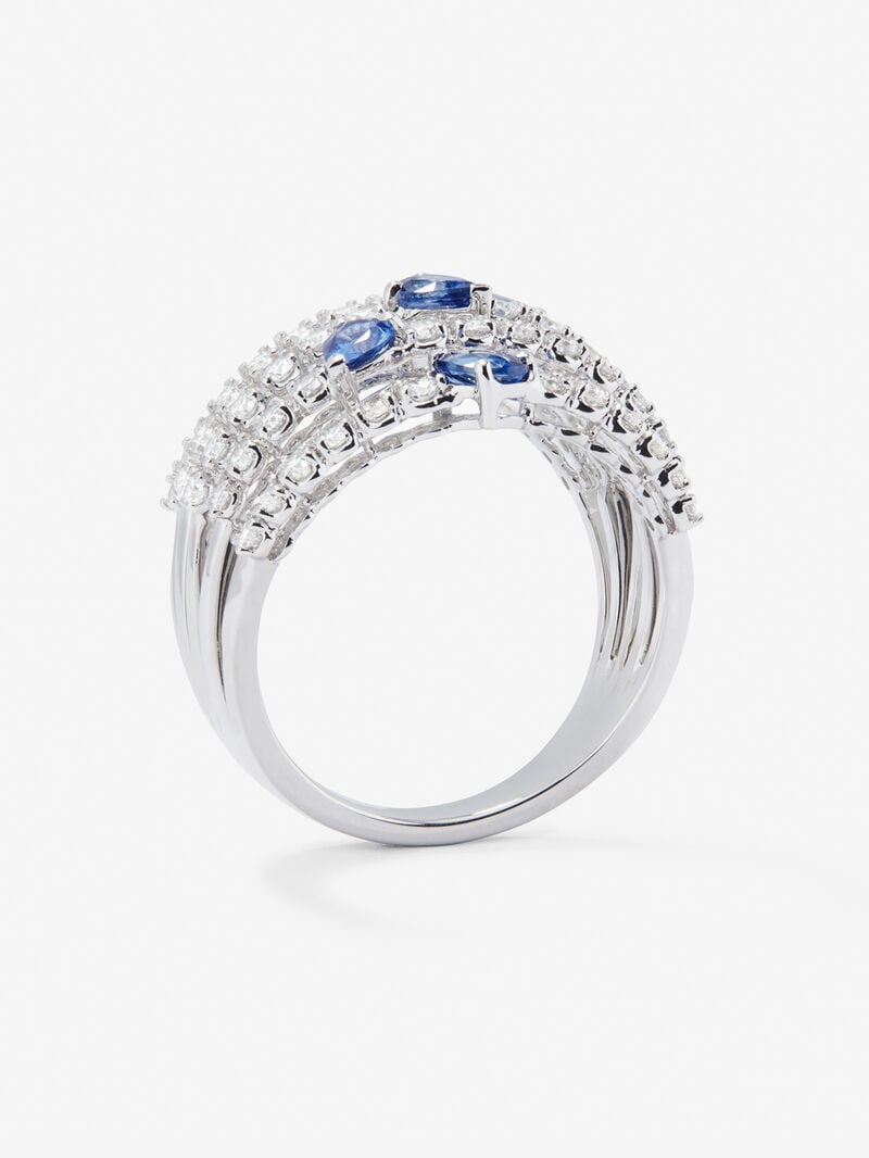 You and me ring in 18K white gold with 5 pear-cut blue sapphires with a total of 1.13 cts and 60 brilliant-cut diamonds with a total of 1 cts image number 6