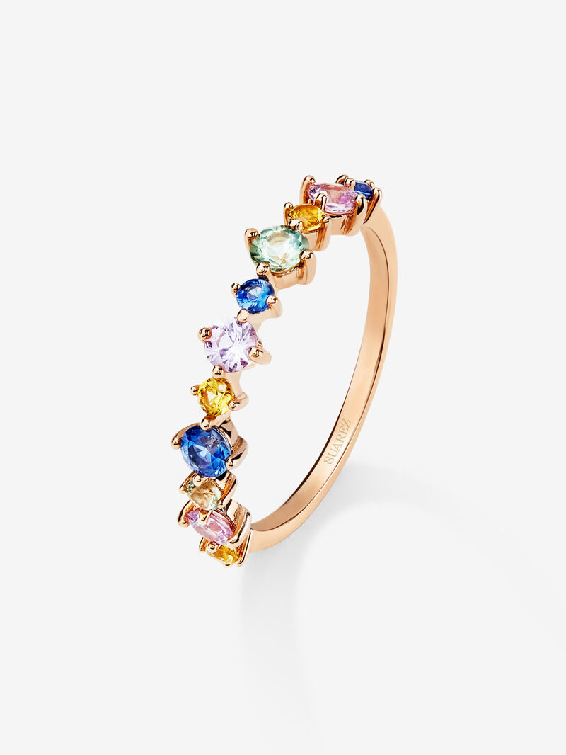 18K Rose Gold Ring with Multicolor Sapphire image number 0
