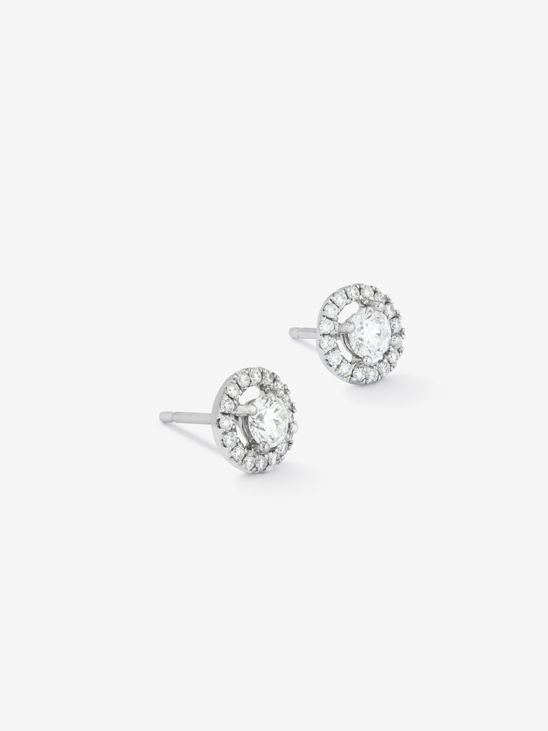 18K White Gold Earrings with solitary diamond and diamond urla image number 2