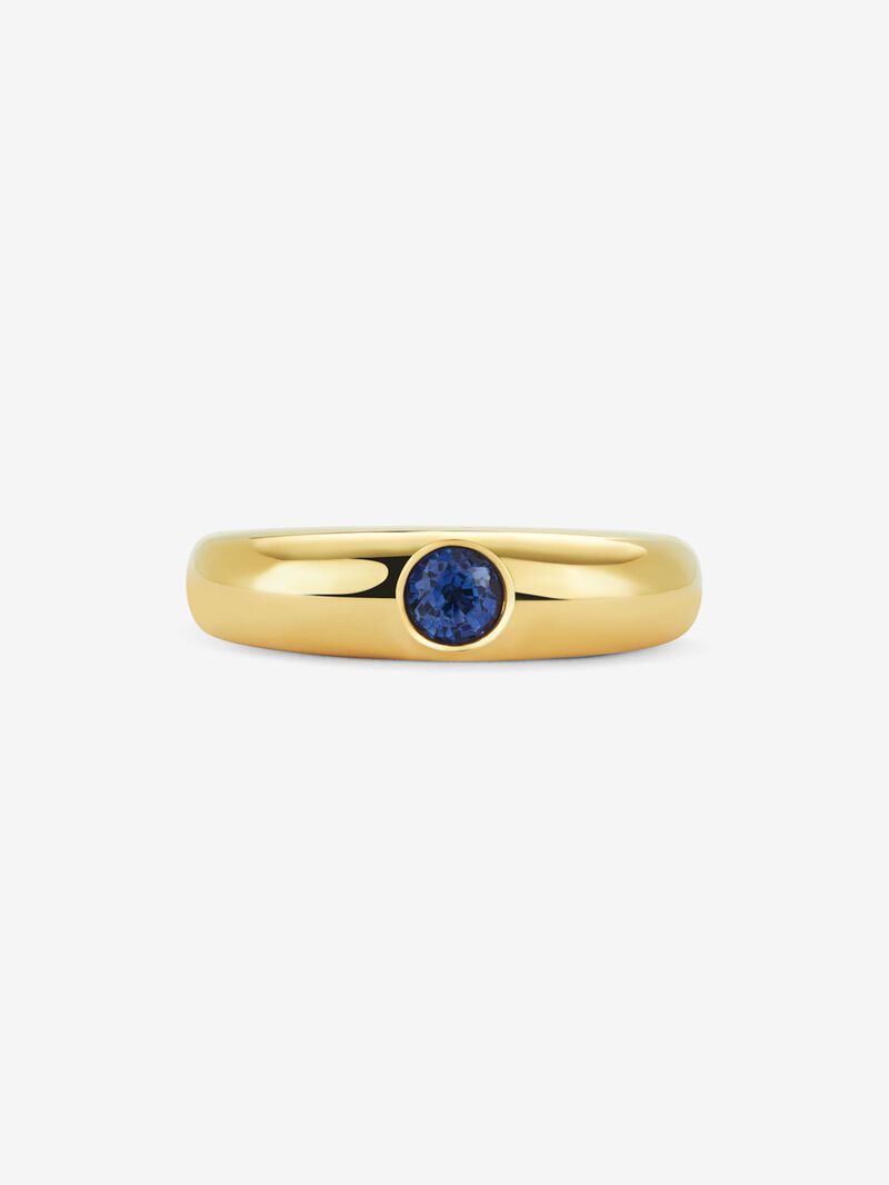 18K yellow gold ring with 0.29 ct brilliant-cut blue sapphire image number 1