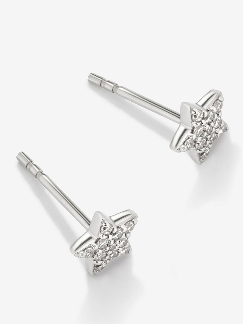 18K White Gold Star Earrings with Diamonds image number 2