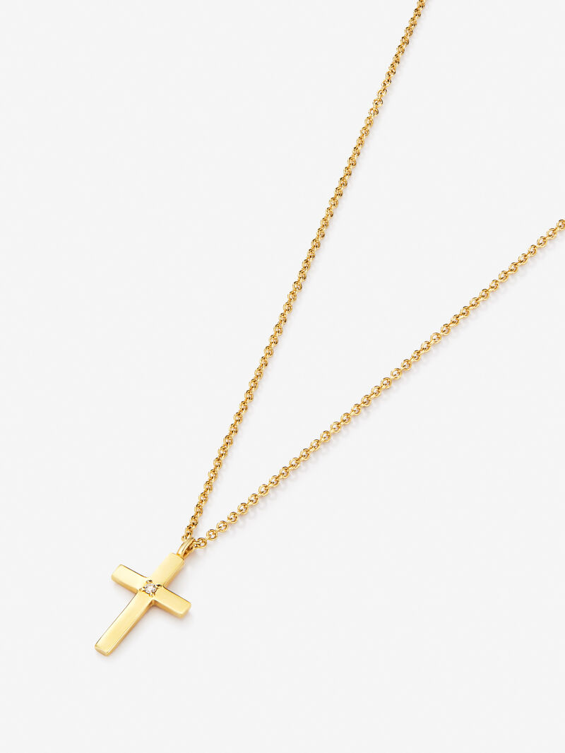 Pendant chain with medium cross in 18K yellow gold image number 2