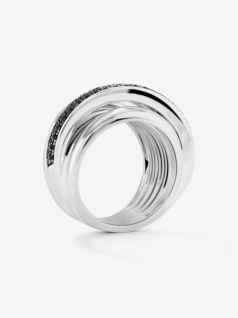 Silver multi-arm ring with 57 brilliant-cut black spinels with a total of 0.71 cts image number 4