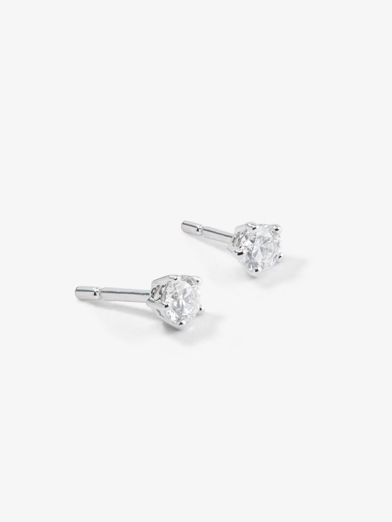 18K white gold solitaire earrings with 2 brilliant-cut diamonds image number 2