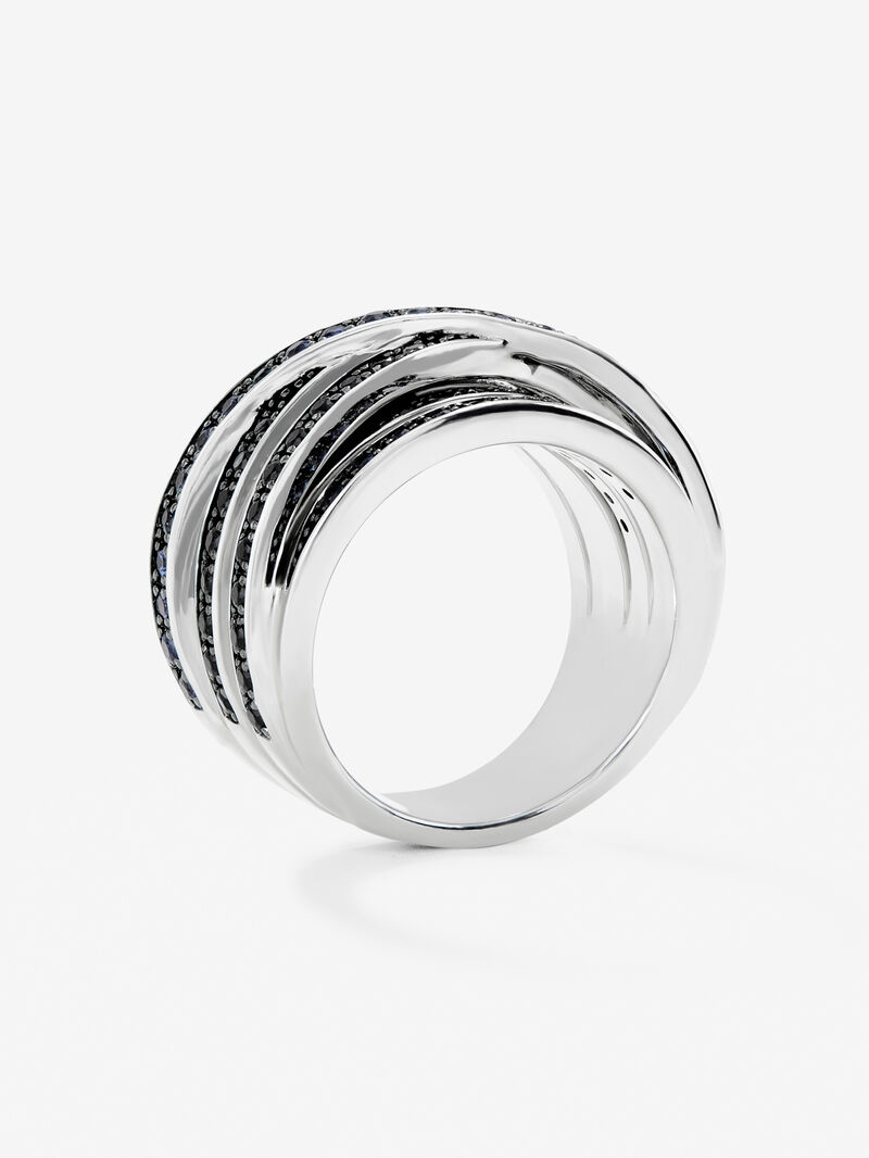Cross multi-arm ring in 925 silver with 45 brilliant-cut blue sapphires with a total of 0.77 cts and 69 brilliant-cut black spinels with a total of 1.1 cts image number 4