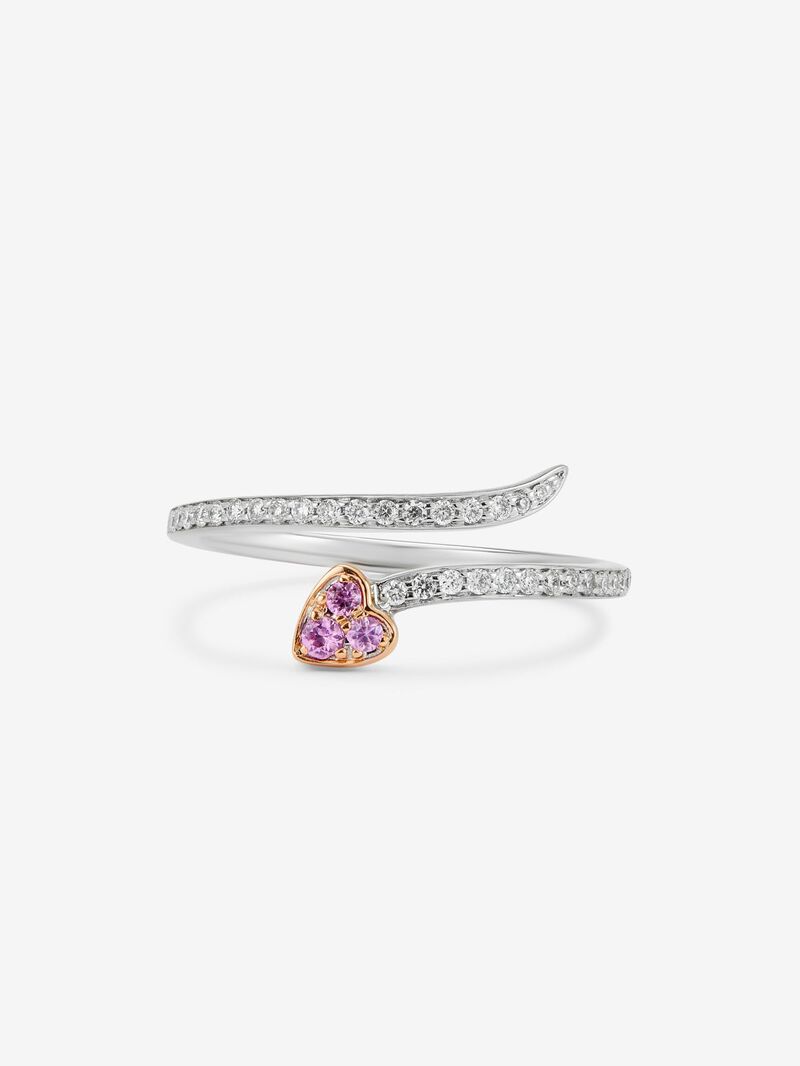 18kt pink and white gold ring with diamonds and sapphires image number 1