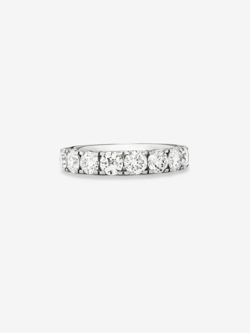 Half-eternity engagement ring in 18K white gold with claw-set diamonds. image number 2