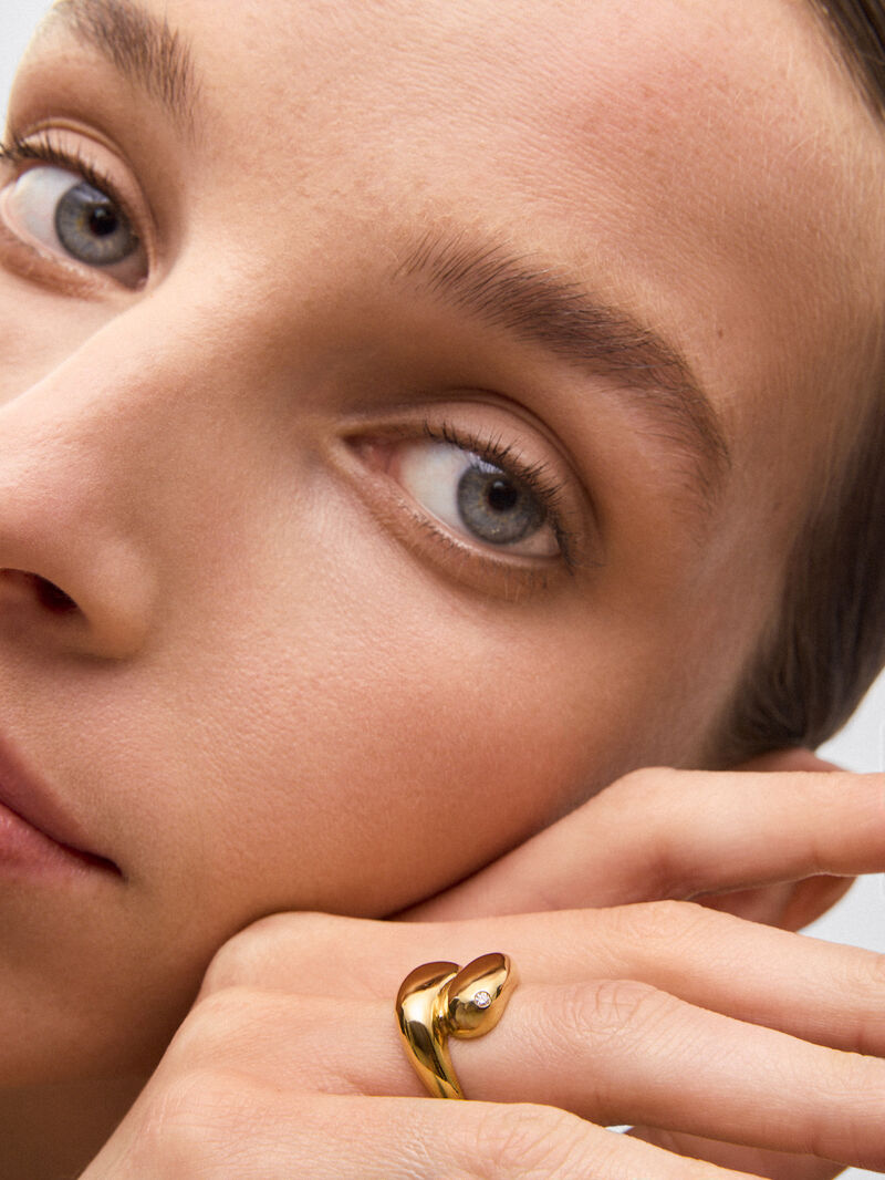 You and me ring in 18K yellow gold with 0.02 ct brilliant cut diamond image number 1