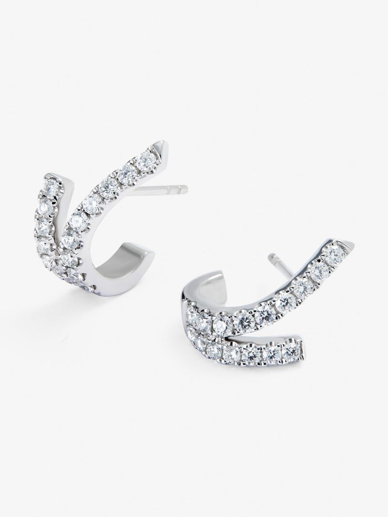 18K white gold earrings with 32 brilliant-cut diamonds with a total of 0.56 cts image number 2