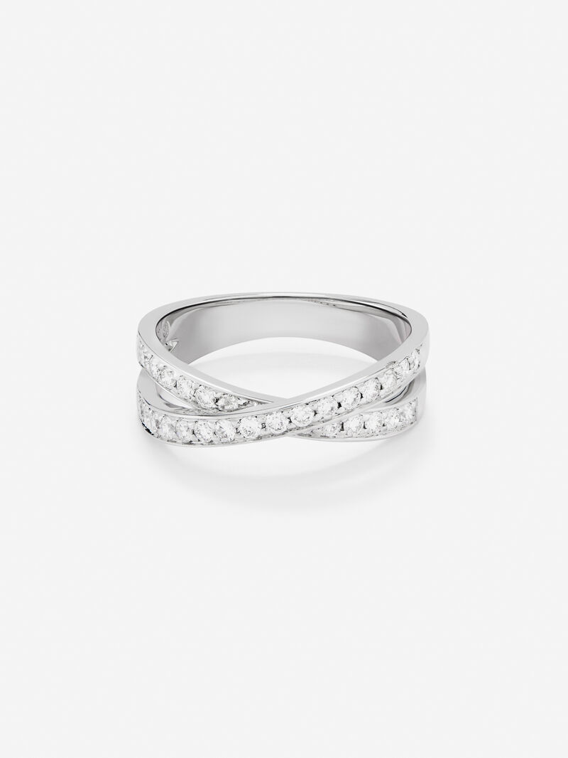18K White Gold Double Diamond Ring image number 2