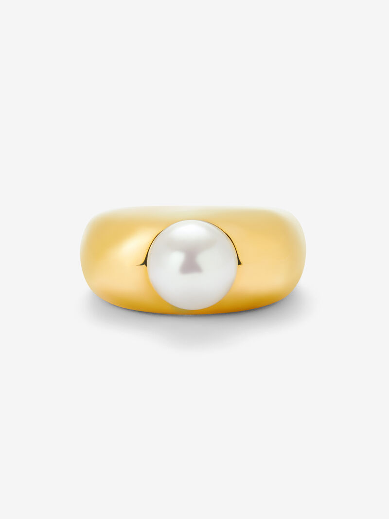 18K yellow gold ring with 8mm akoya pearl image number 2
