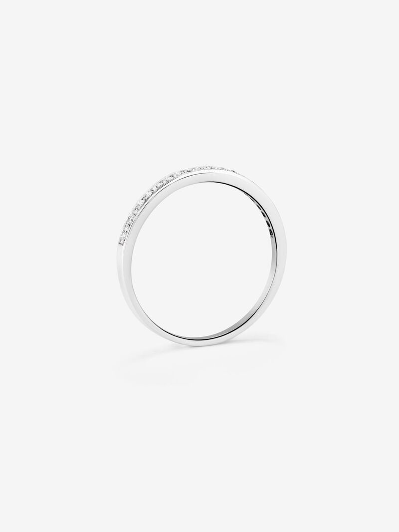 Half alliance engagement ring in 18K white gold with diamonds on the band. image number 4