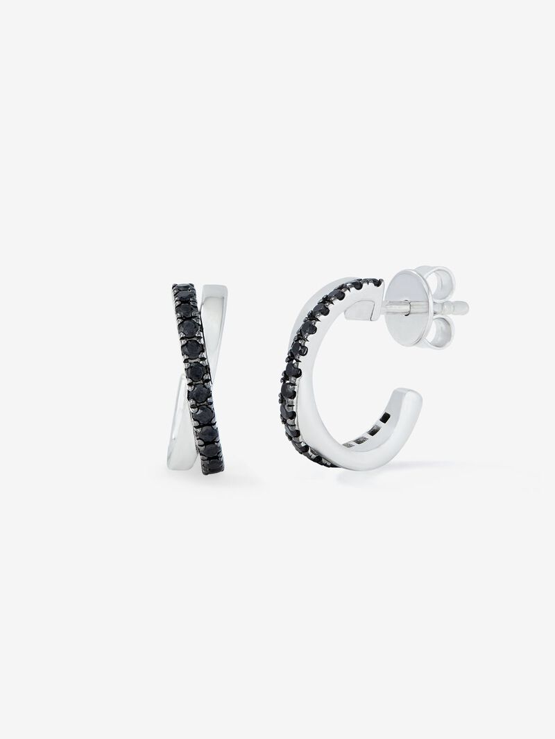 925 silver earrings with 36 brilliant-cut black spinels image number 0