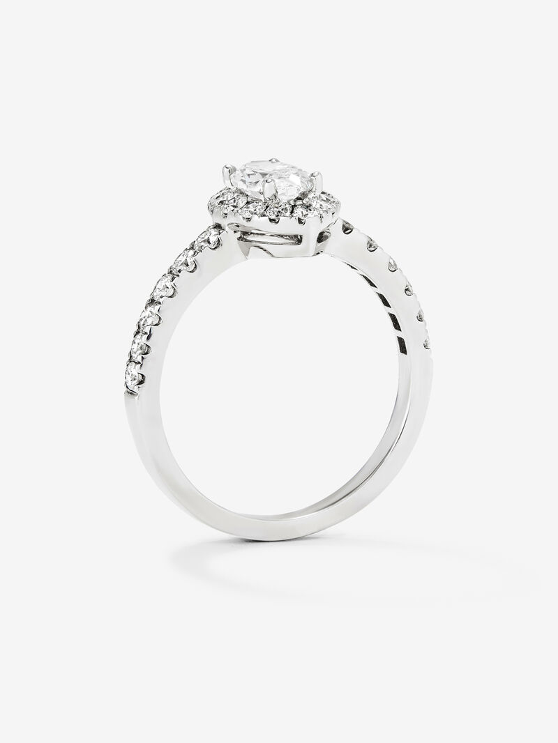 18K white gold ring with 0.7 ct marquise cut diamond and brilliant cut diamond border and arm with a total of 0.63 cts image number 4