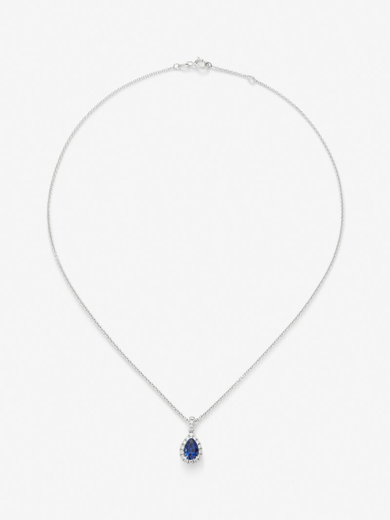 18K white gold pendant with blue sapping skew image number 0