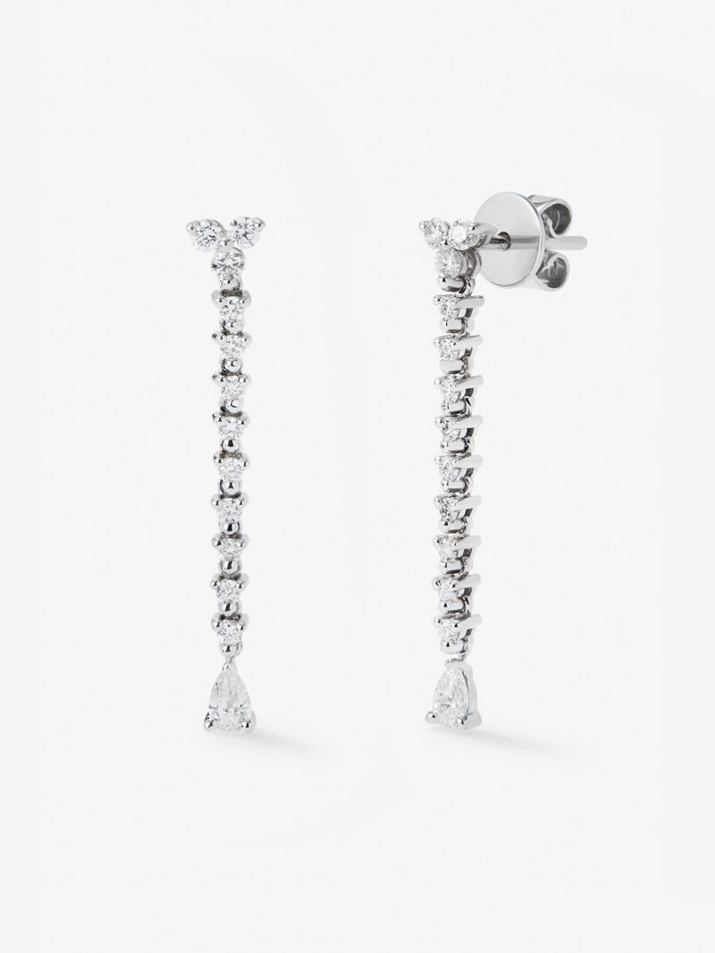 18K white gold earrings with 2 pear-cut diamonds with a total of 0.21 cts and 18 brilliant-cut diamonds with a total of 0.34 cts image number 0