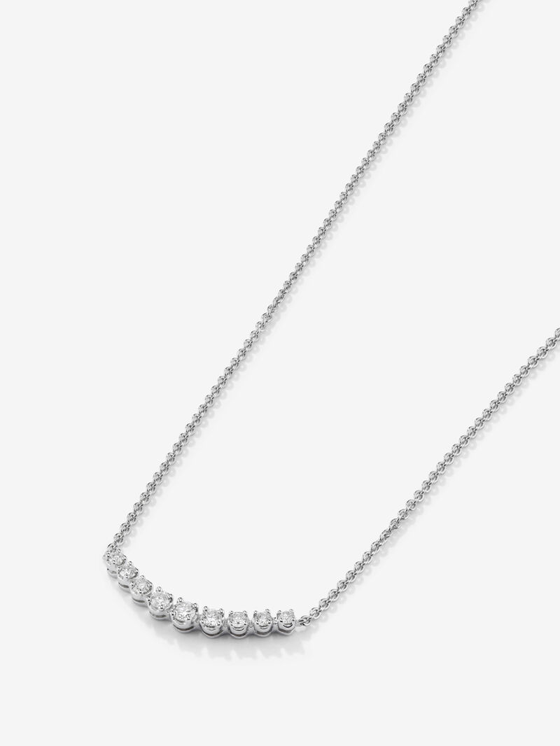 18K white gold necklace with 9 brilliant-cut diamonds with a total of 0.26 cts image number 1