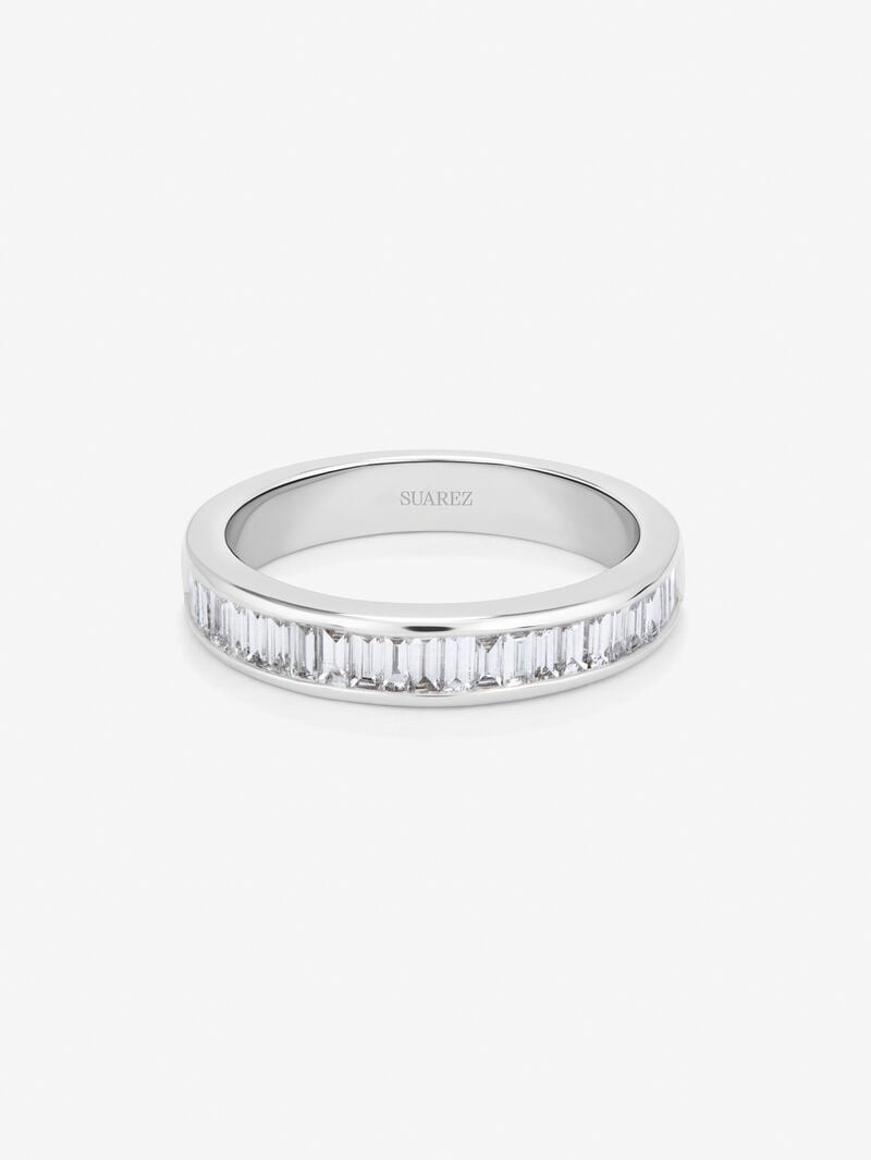 Entire 18K white gold ring with 25 baguette-cut diamonds with a total of 0.63 cts image number 1