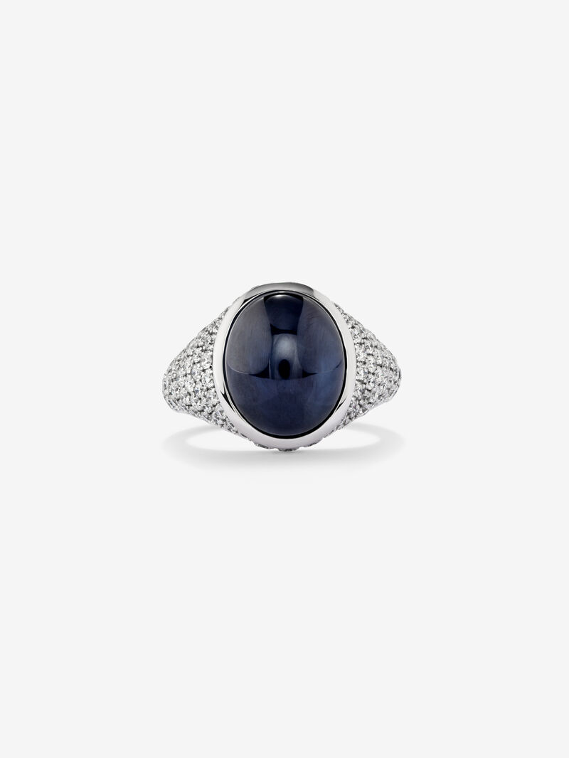 18K White Gold Ring with Blue Sapphire image number 2