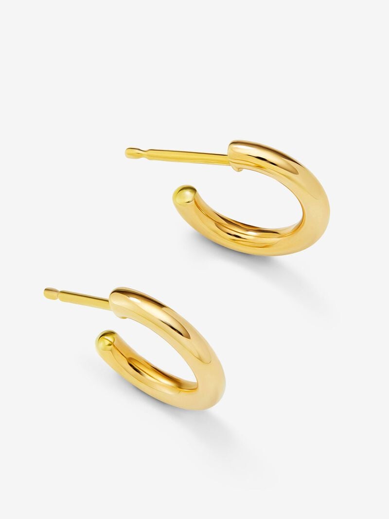 Small smooth hoop earrings made of 18K yellow gold. image number 2