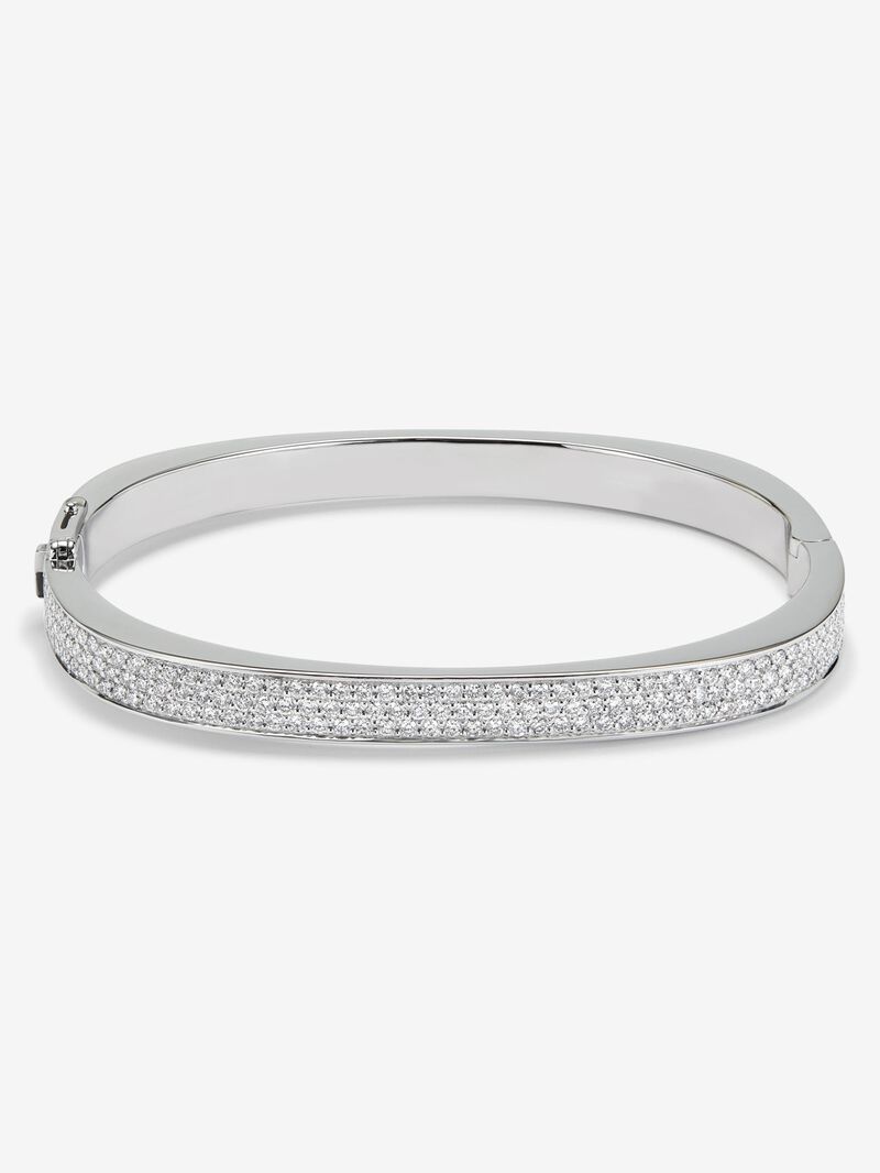 18K White Gold Rigid Bracelet with Brilliant-Cut Pavé Diamonds image number 0