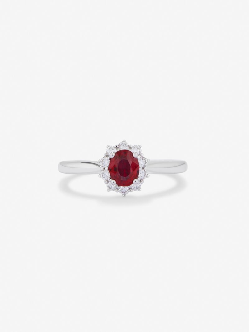 18K White Gold Star Ring with Rubi and Diamond image number 2