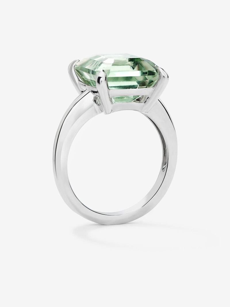 925 silver cocktail ring with green amethyst in octagonal cut image number 4