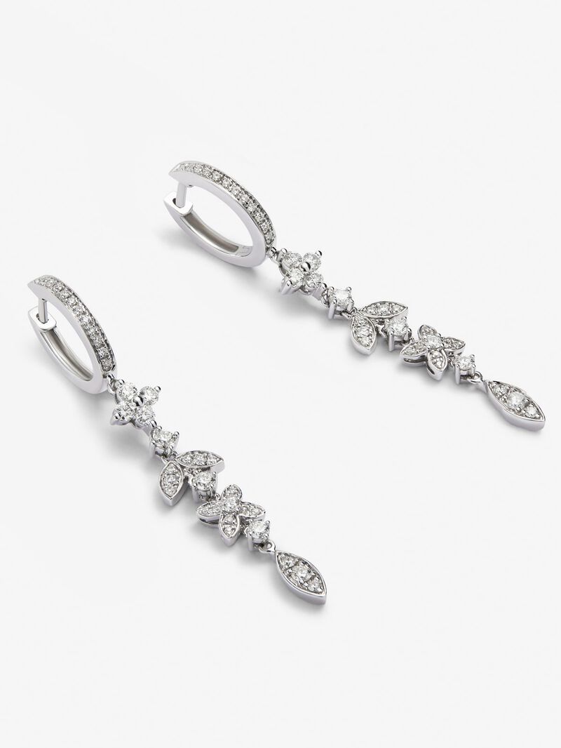 18K white gold earrings with 70 brilliant-cut diamonds with a total of 0.75 cts image number 2