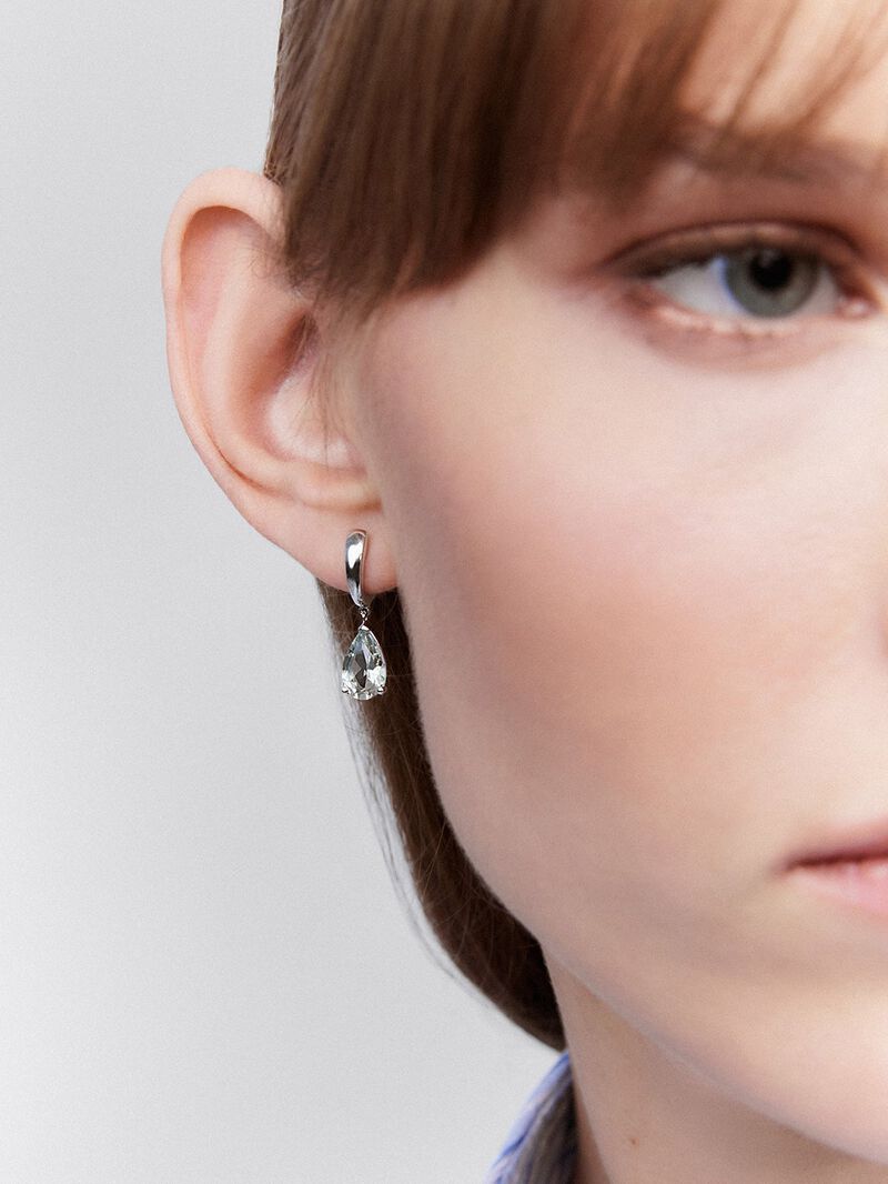 925 silver earrings with 3.2 ct pear-cut green amethyst image number 3