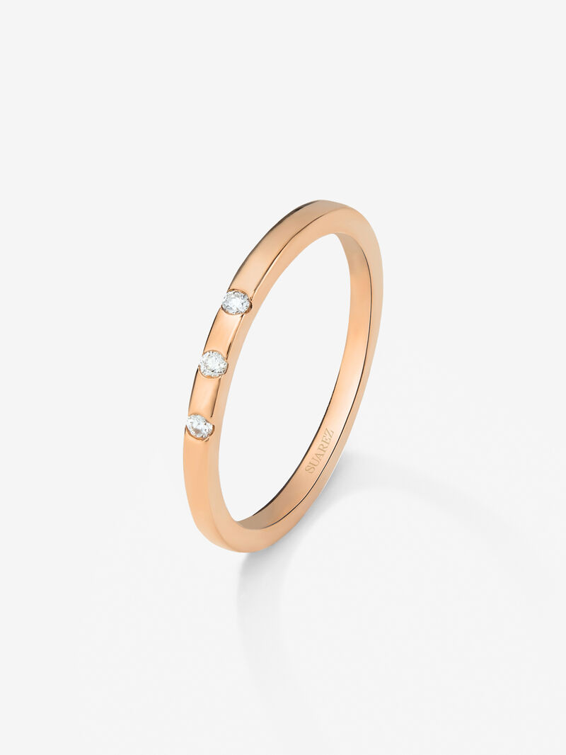 18K rose gold ring with 3 brilliant-cut diamonds with a total of 1.4 cts image number 0