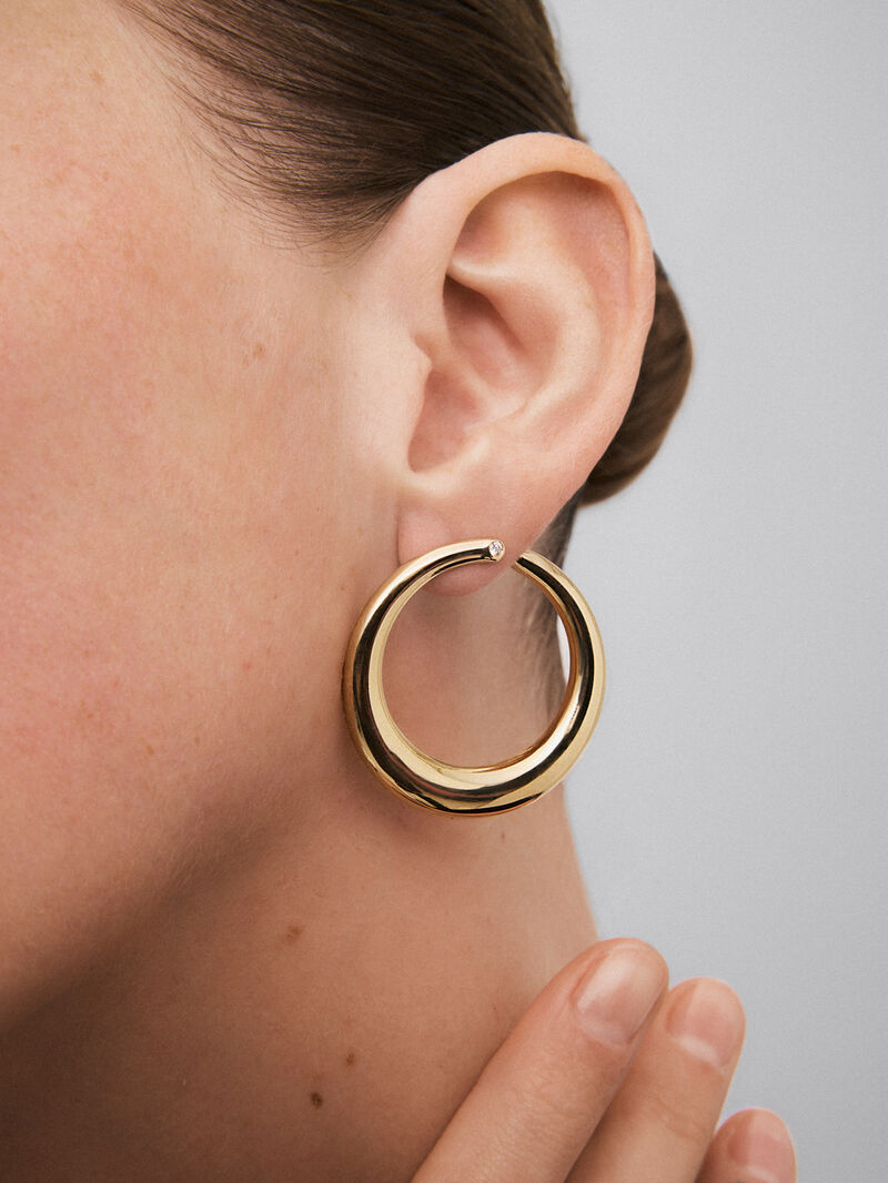 Extrao Big Smooth Earrings 18k yellow gold with diamond image number 1