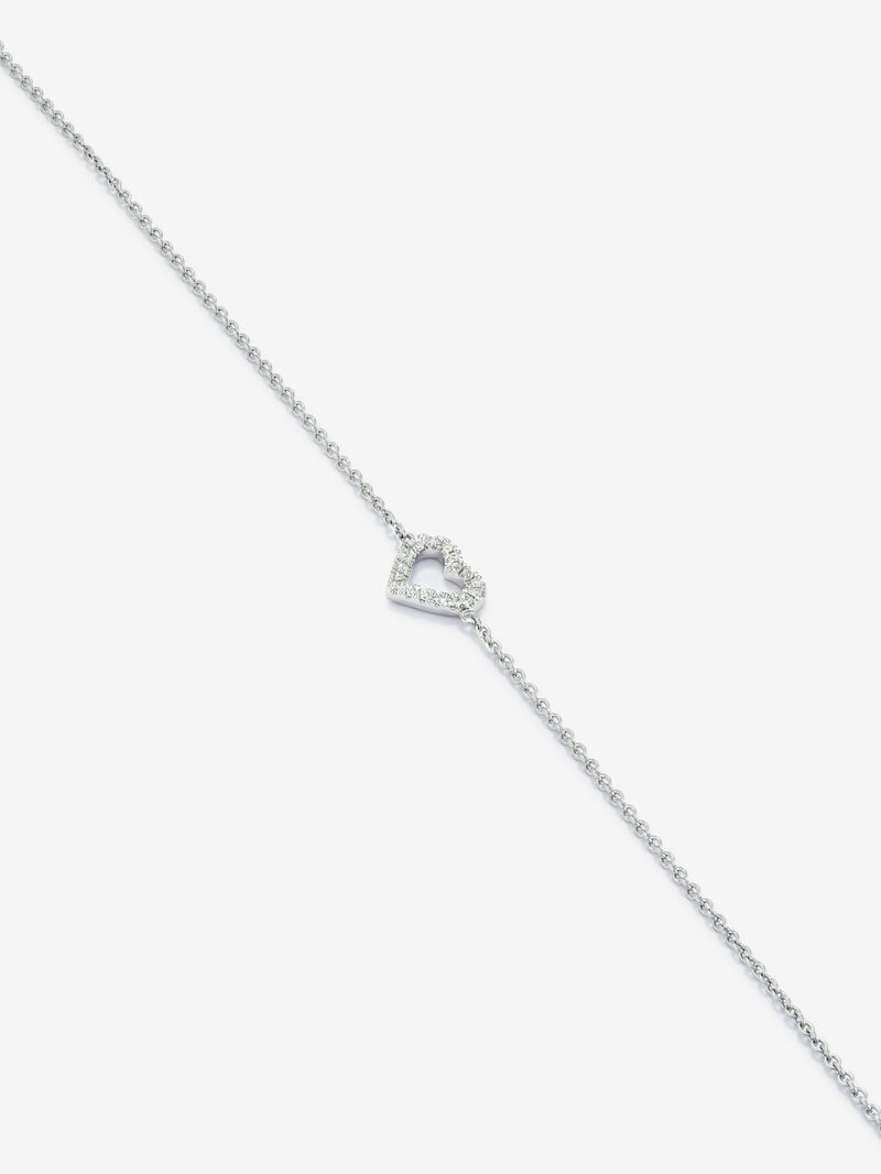 18K White Gold Diamond Heart Chain Bracelet image number 2